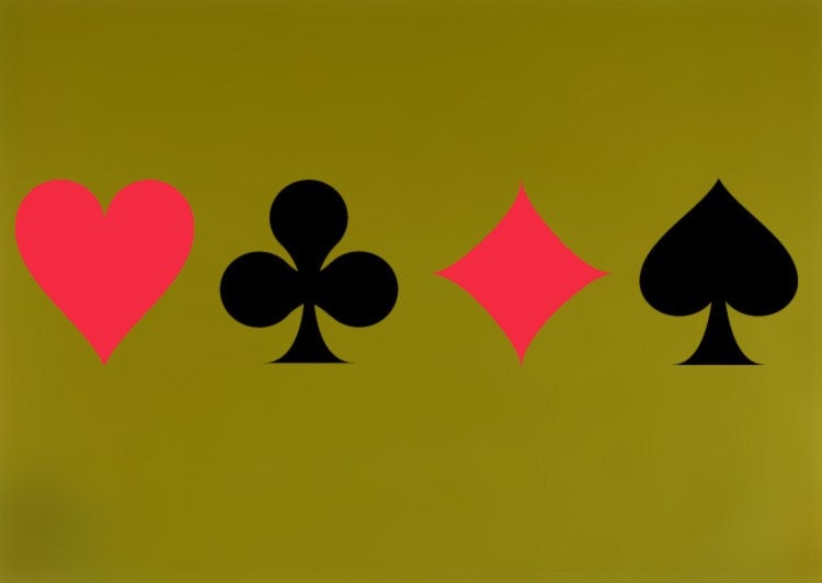 Poker Cards Heart, Spade, Club & Diamond Shape Wall Decals