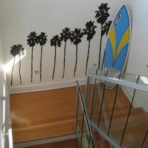 Vinyl Wall Art Decal SoCal California Roll of Palm Trees. Tropical Wall Decor, Cali Theme Decor, Florida Theme Art Wall Decor. Bathroom #169
