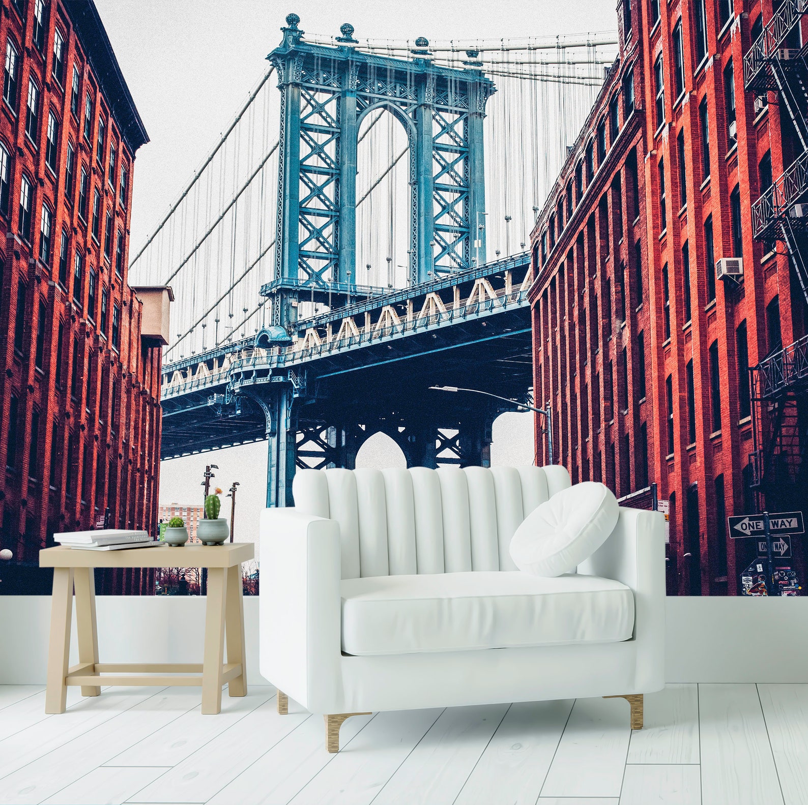 New York City Wall Mural Peel and Stick Wallpaper. Vintage Dumbo NYC ...