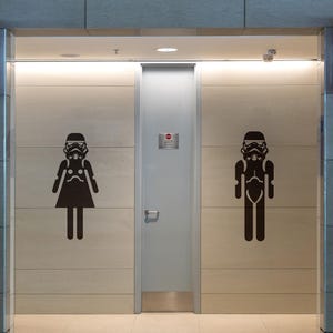 Restroom Sign Vinyl Wall Decal Sticker. Storm Trooper Men Women Bathroom Decor. #OS_MB159