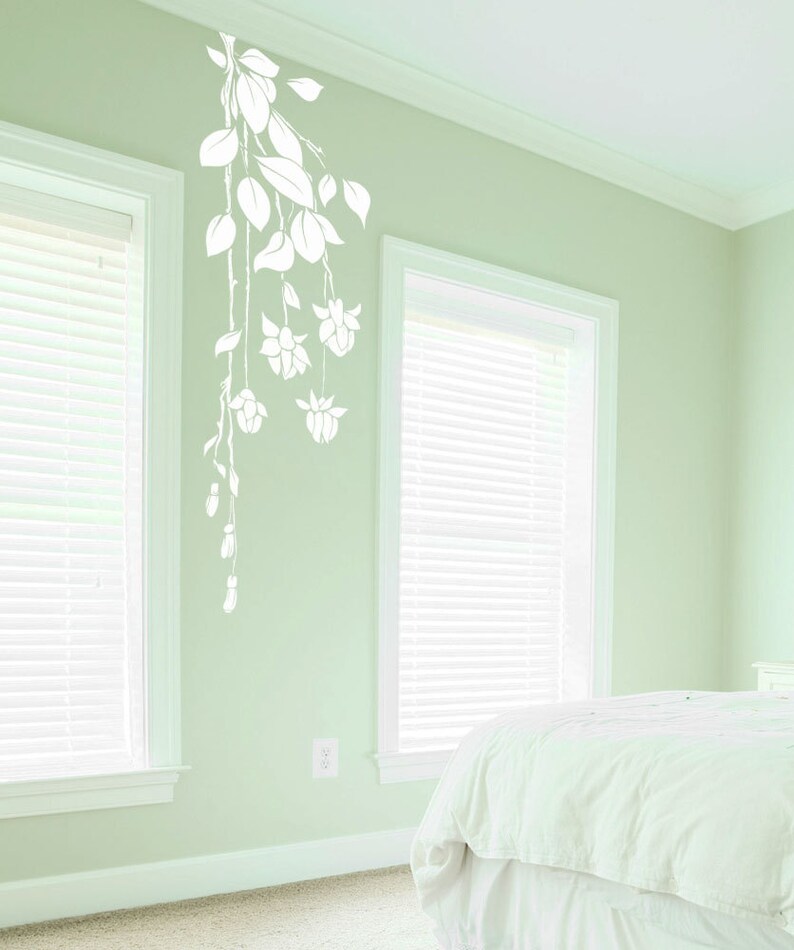Hanging Flower Vine Wall Decal Bedroom Wall Decor Bathroom Etsy