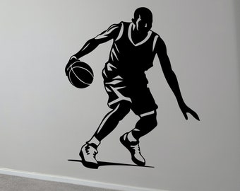 Basketball Player Wall Decal Sticker. Sports Room Wall Decor. Locker Room Art, Gift for Coach. #6769