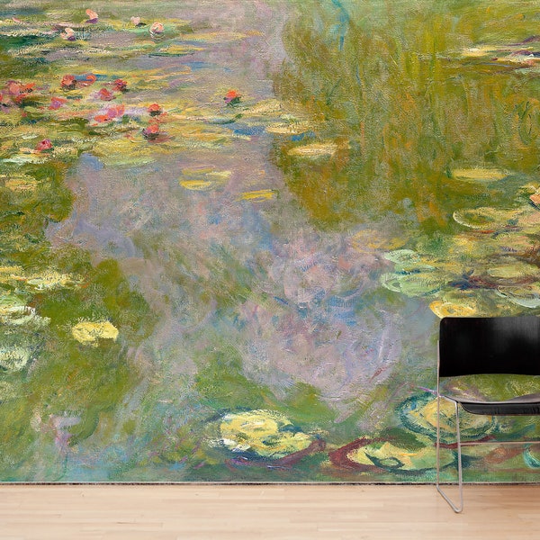 Monet Painting, Water Lilies (From 1919) Monet Wall Mural Peel and Stick Wallpaper Boho Wallpaper Bedroom Wall Decor Kitchen Wall Art. #6333