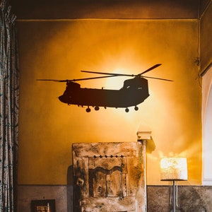 Military Wall Decal Sticker. Chinook Helicopter. Aviation, Air Force, Army Theme Wall Art. Gift for Veteran. Game Room Art. #580