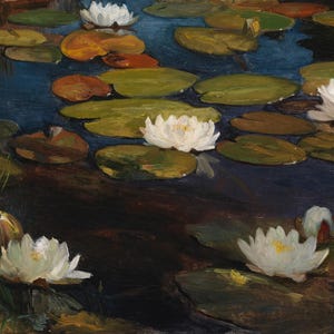 Papier peint de bureau. Décoration murale nénuphars d'Albert Edelfelt. Papier peint autocollant classique pour chambre à coucher, spa et salle de bain #6963