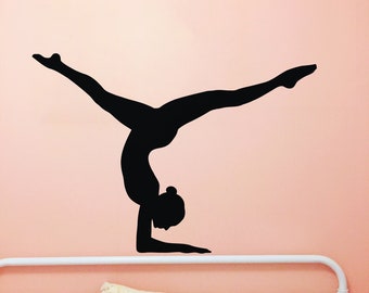 Autocollant mural de gymnastique. Autocollant de routine au sol de gymnastique. Décor de salle de sport. Art mural olympique. Art mural de la chambre des filles. #814