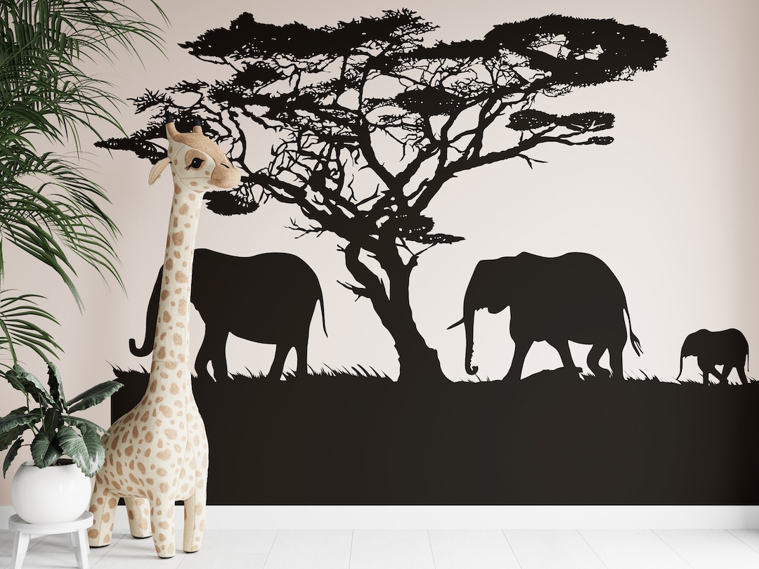 African Safari Wall Decor Elephant Wall Decal Sticker Nursery Safari