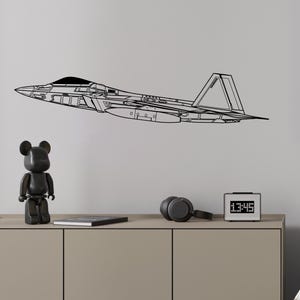 F22 Raptor Fighter Jet Wall Decal Sticker. Military, Navy, Marines, Air Force Theme Wall Decor. Gift for Veteran. #6886