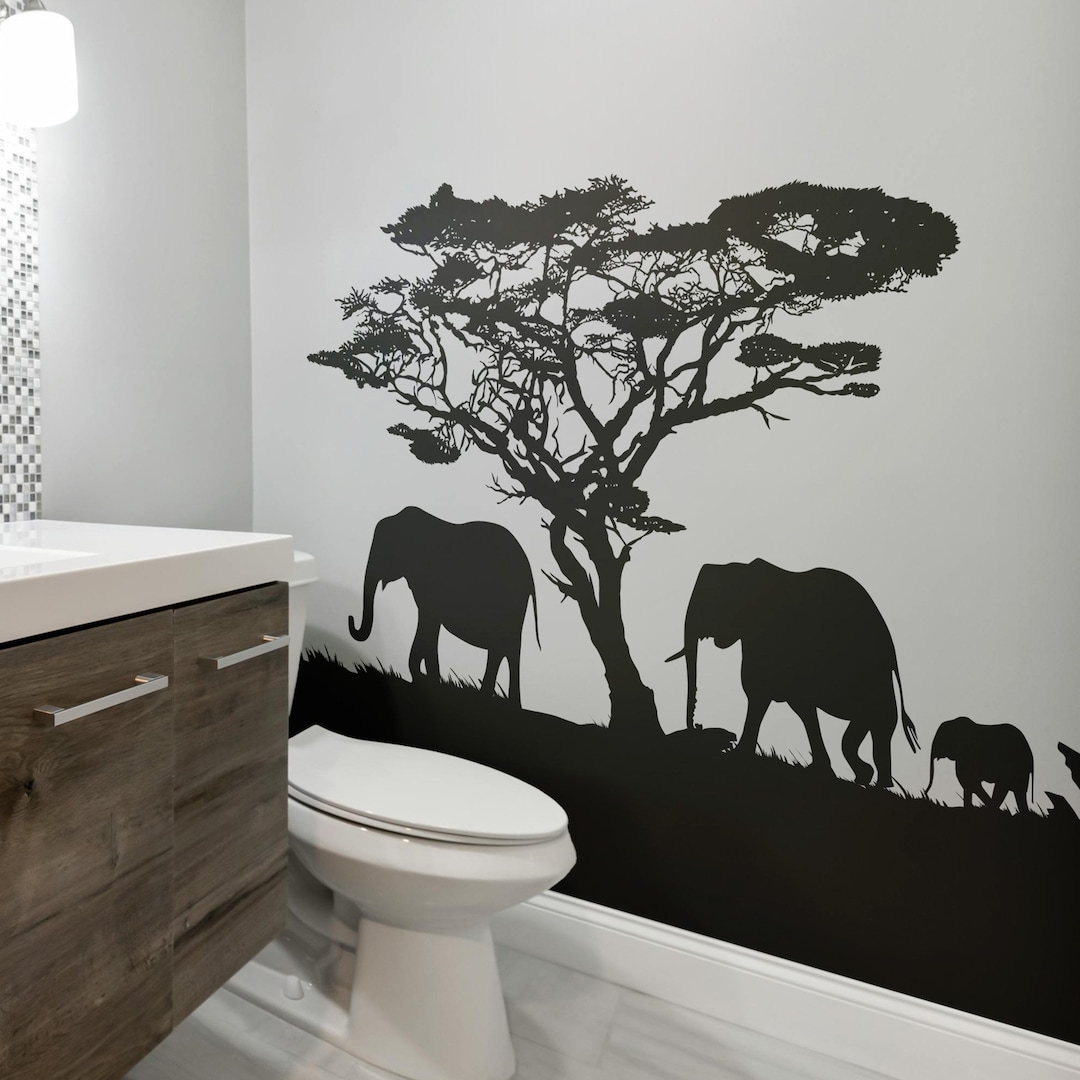 African Safari Wall Decor Elephant Wall Decal Sticker Nursery Safari