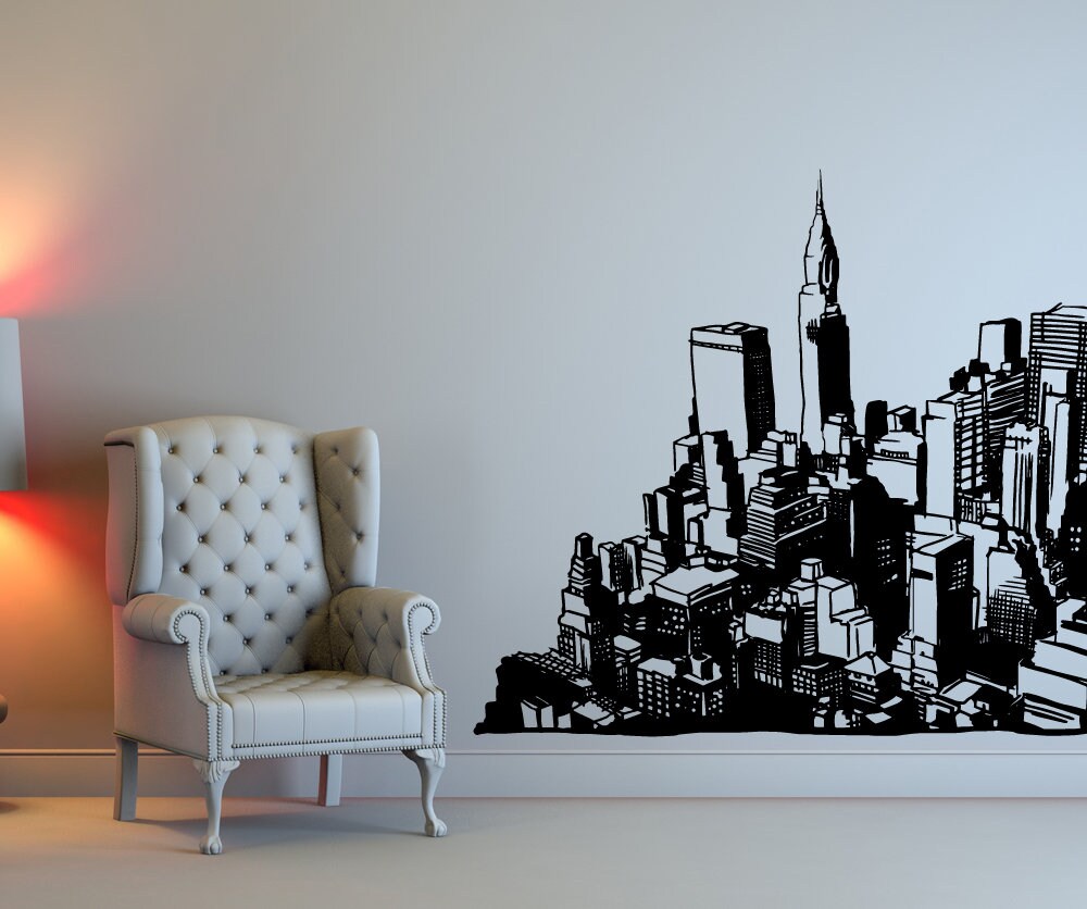 Cityscape Buildings Vinyl Wall Decal Sticker. Office / Bedroom / Kid's ...