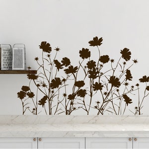 Flower Wall Decal. Floral Wall Decal. Field of Wild Flowers Vinyl Wall Decal Sticker. Nursery Wall Decor. #AC148