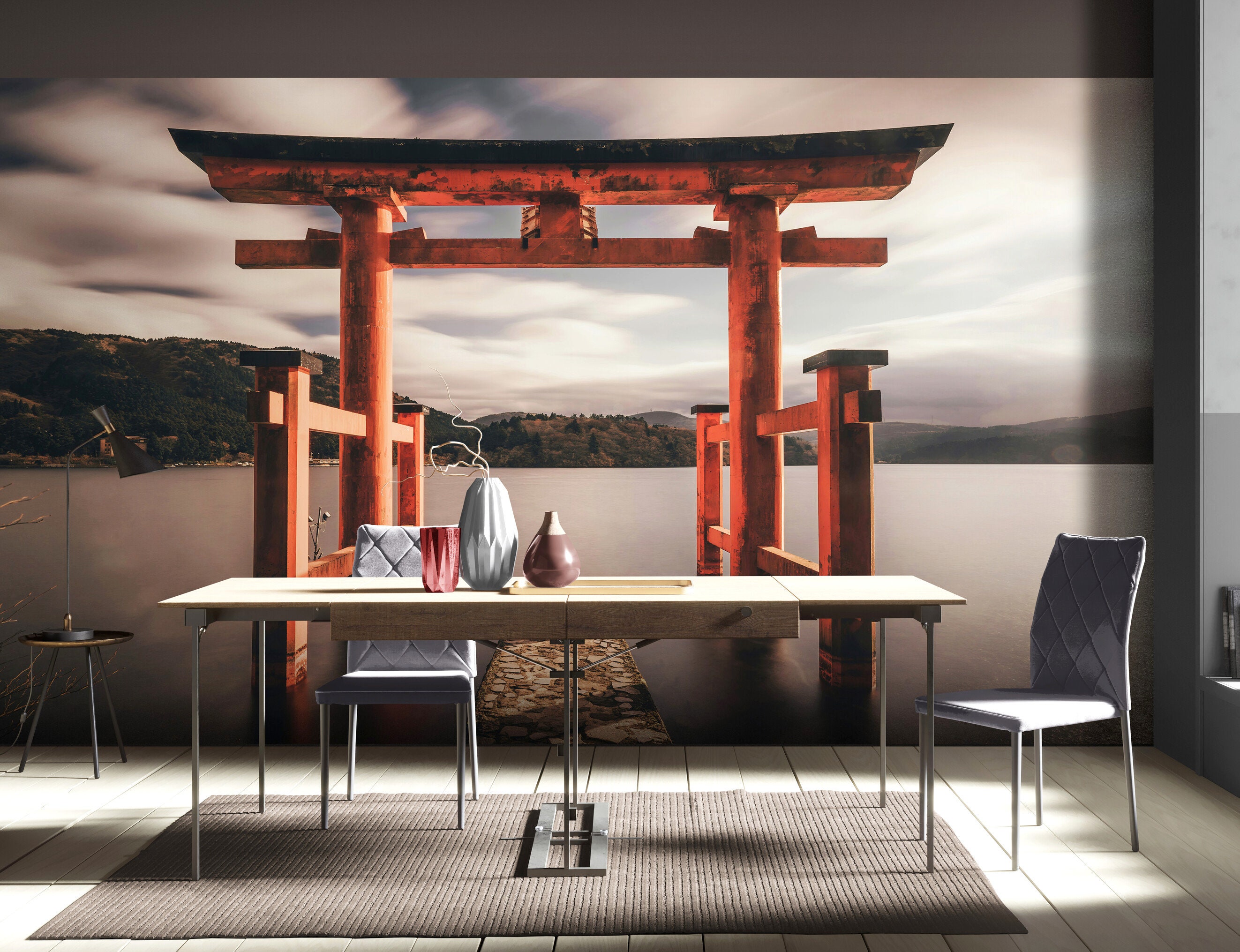 Asian Decor. Japanese Gateway Mural. Japanese Torii Gate Wallpaper