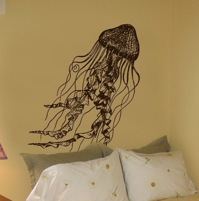 Jellyfish Deep Sea Ocean Vinyl Wall Decal Sticker. 40in Tall Etsy