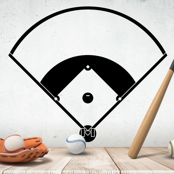 Baseball Field Diagram Wall Decal. Baseball Stadium. Baseball Player Gift. Baseball Coach Gift. Baseball Diamond. Sports Game Room. #6659