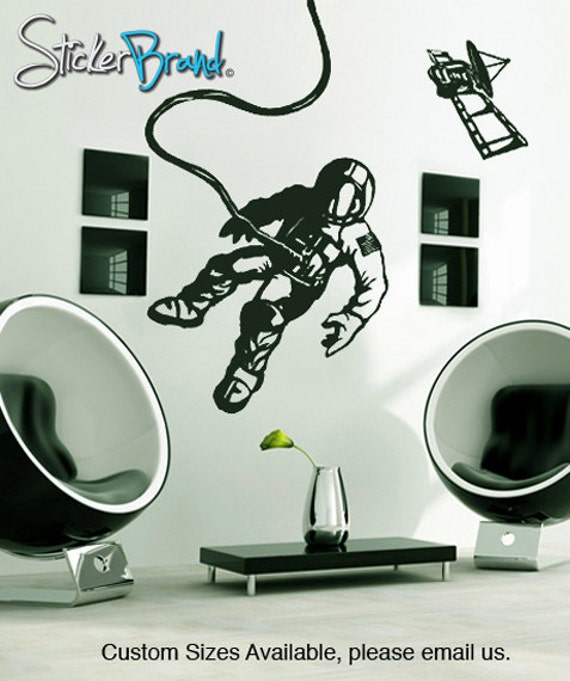 Vinyl Wall Decal Sticker Space Walk Astronaut Satellite Etsy