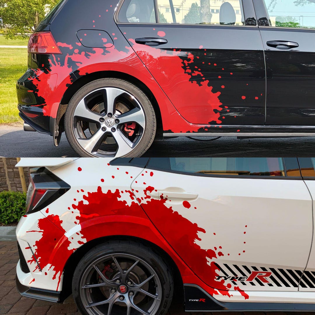 Red Blood Splatter Vinyl Graphic Car Decal. Set of 2. Universal Fit ...