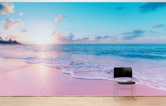 Pink clearance beach wallpaper
