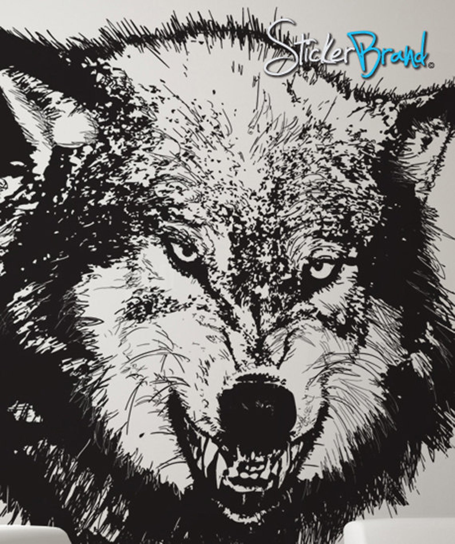 Vinyl Wall Decal Sticker Angry Wolf 789m - Etsy