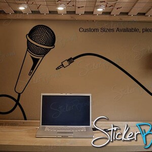 Microphone Wall Decal. Mic with Cord Wall Sticker Bedroom Decor. Gift for Musician. Music Theme Wall Decor. Kid's Bedroom Wall Decor. 449 image 3