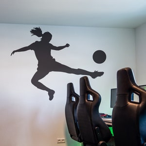 Girl&#39;s Soccer Wall Decal Sticker. Female Soccer Player Wall Art. Gift for Soccer Girl. Girl Football Player. Sports Theme Decor. #1533