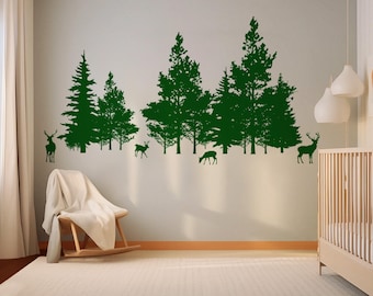 Vinilo decorativo de ciervo del bosque. Adhesivo de pared con animales del bosque para habitación infantil, cabaña o decoración rústica de bosque. #7069