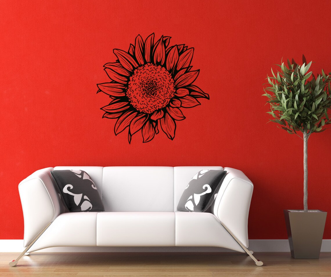 Vinyl Wall Decal Sticker Sunflower 1069m Etsy