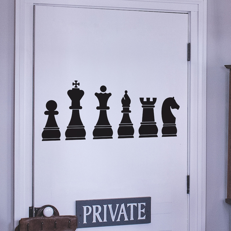 Chess Board Pieces Wall Art Decal Sticker. Chess Theme Wall Decor. Kid ...