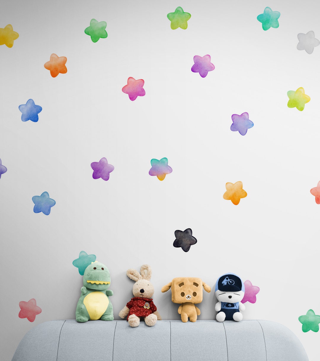 Watercolor Stars Wall Stickers, Pastel, Nursery Room Decor. 27 Star ...