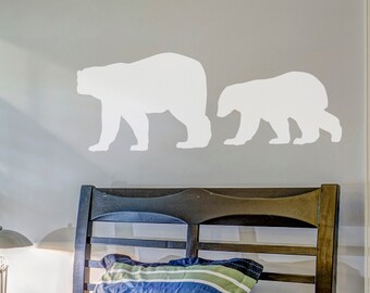 Polar Bear Wall Decal Sticker. Kid's Room Wall Art. Nursery Room Polar Bear with Baby Bear Wall Decor. #217