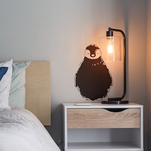 Penguin Wall Decal Sticker. Cute Baby Penguin Wall Art. Nursery Wall Art. Bedroom, Bathroom Penguin Wall Art. Playful Fun Decal. (Blk)  #388