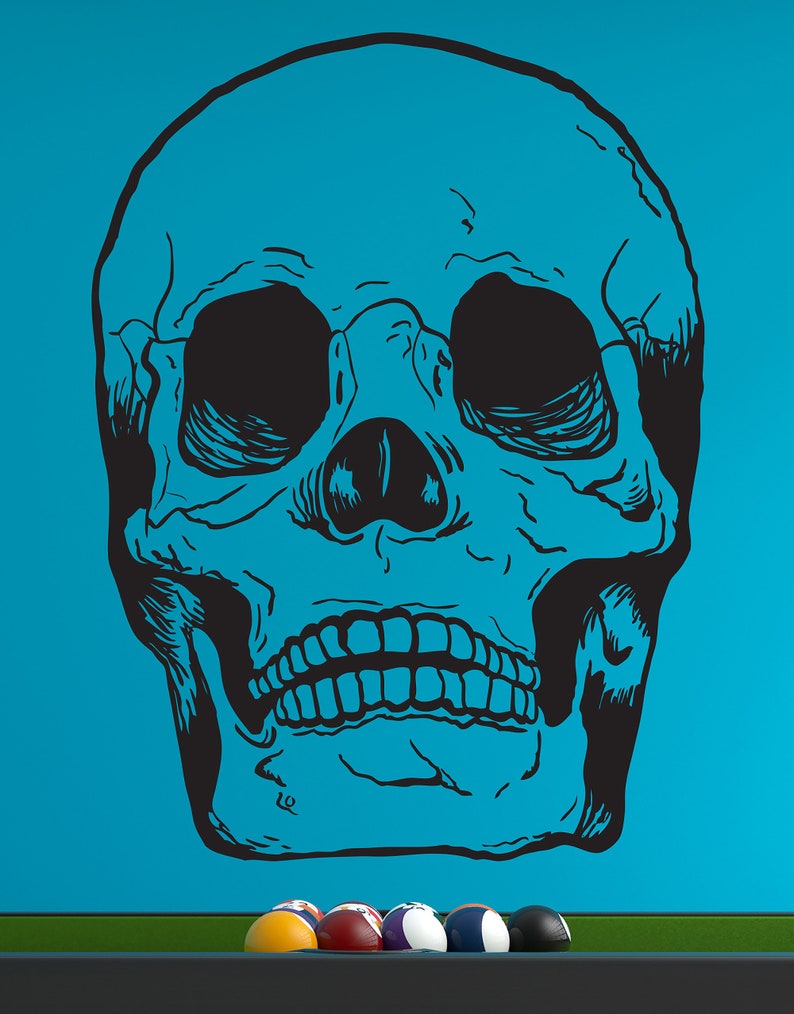 Skull Wall Sticker Skeleton Bones Vinyl Wall Art Halloween Wall Art ...