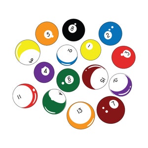 Billiard balls Wall Sticker. Pool Cue Wall Decal. Game Room Wall Decor. Gift for Dad. Gift for Brother. Man Cave Wall Decor. OS_MB130 image 2