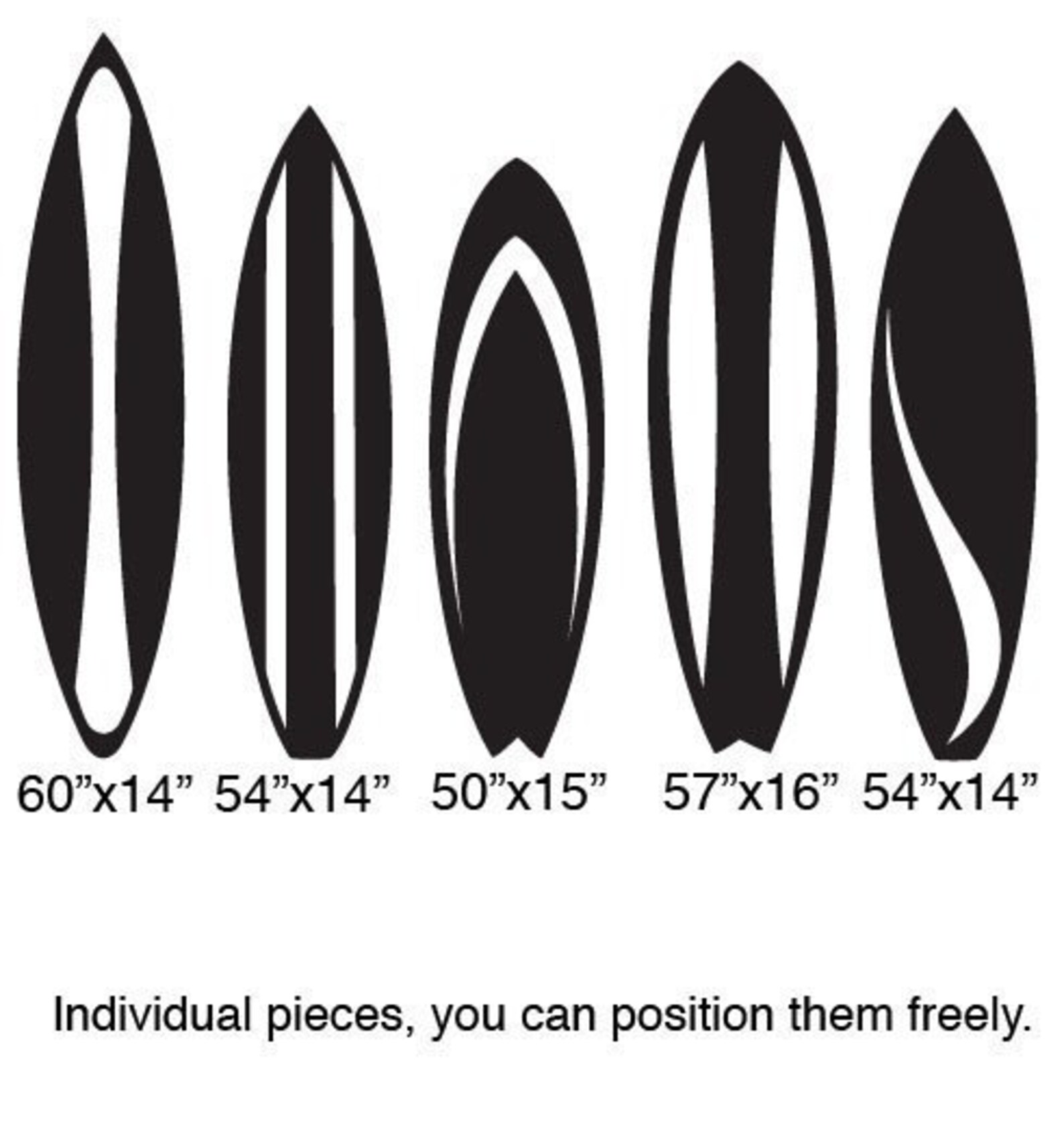 Surfboards on Beach Theme Vinyl Wall Decal Sticker. Set of 5 - Etsy