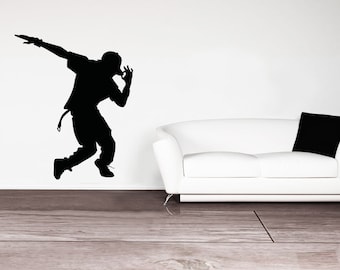 Hip Hop Dancer Wall Decal Sticker. Urban Theme Wall Decor. Break Dancing Dancer Wall Sticker. #OS_AA1192s-60x49