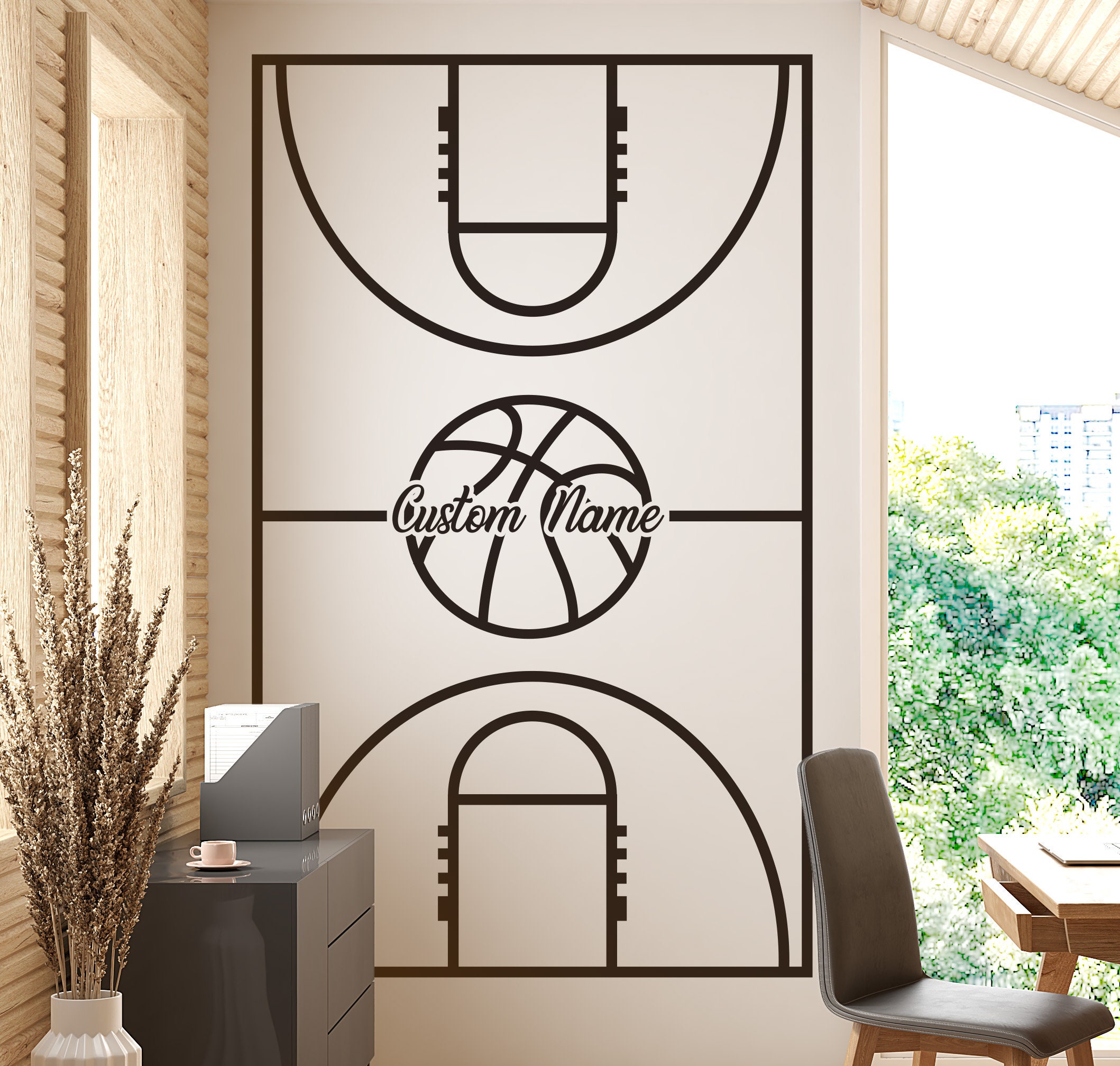 Custom Name Basketball Court Wall Decal Sticker. Personalized ...
