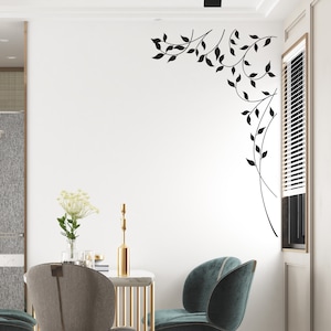 Vines, Branch and Leafs Wall Decal Sticker. Nature Theme Wall Decor. Bathroom Wall Art. Bedroom Wall Art. #743