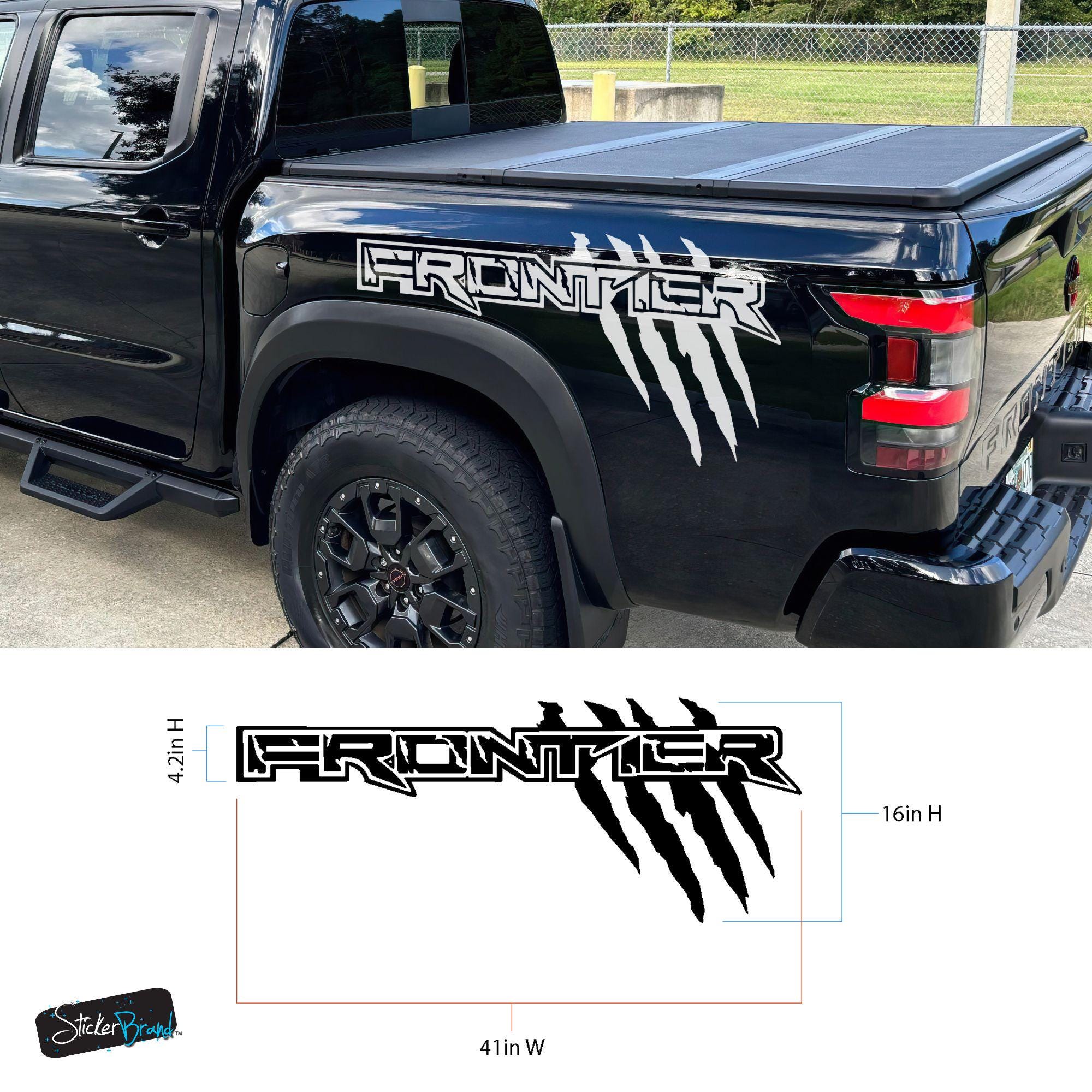 Pair Of Black Side Door Vinyl Decal Graphics For Nissan Frontier (2005-2023)