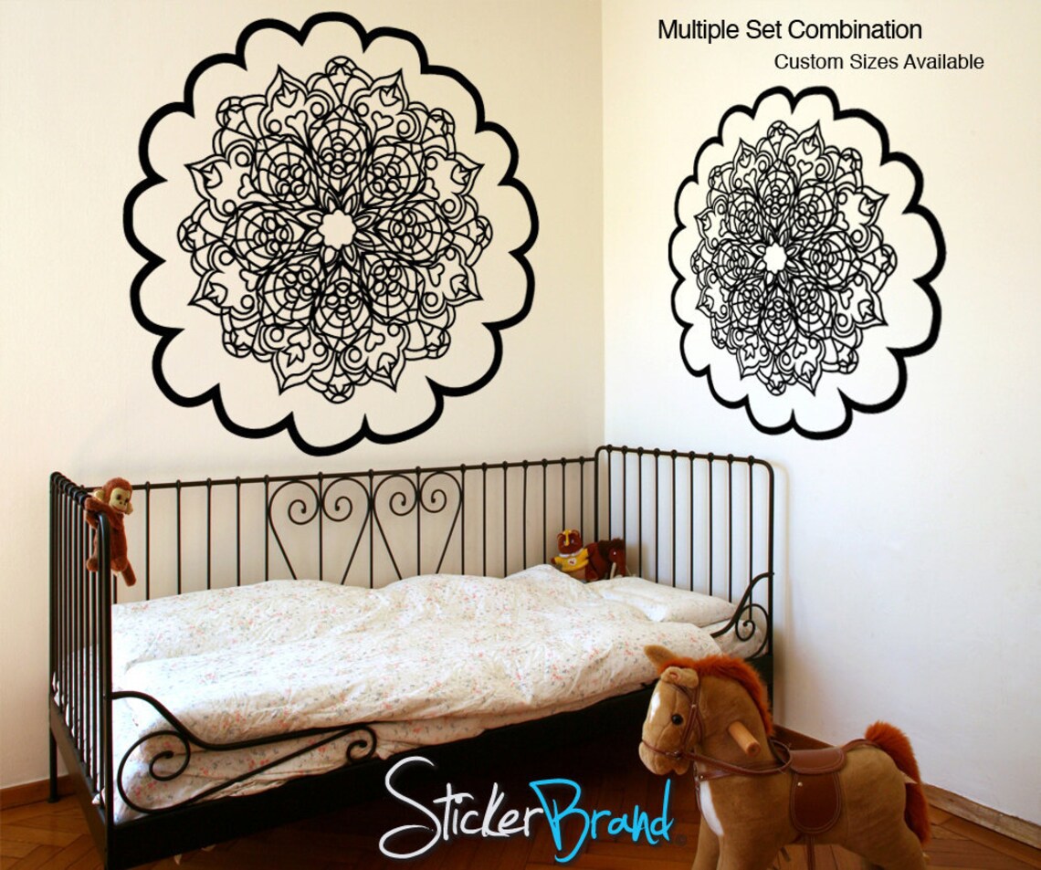 Vinyl Wall Decal Sticker Oriental Flower Motif item OSMB121B Etsy