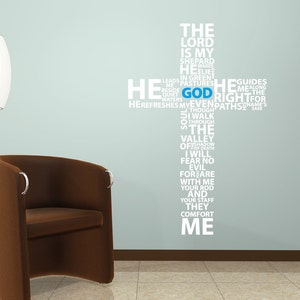 Scripture Wall Art Cross Wall Decal Sticker Religious Motivational ...