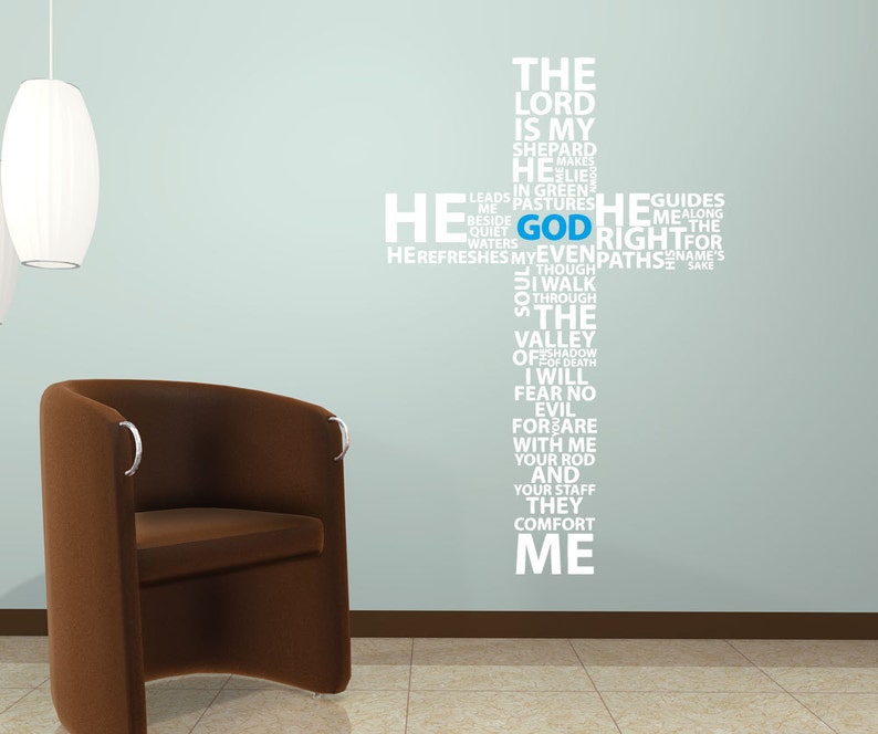 Scripture Wall Art Cross Wall Decal Sticker Religious Motivational ...