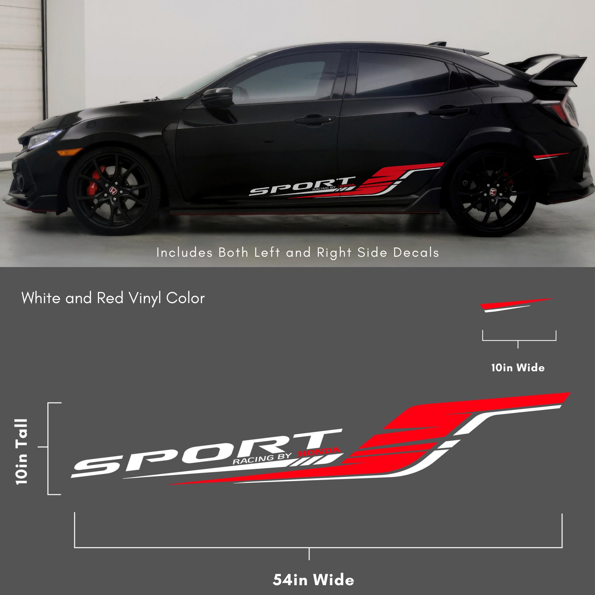 Car Sticker for Honda Civic Sports Racing Graphic Decal Sticker. Type-r ...