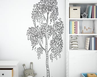 Tall Tree Wall Decal. Minimal Forest Vinyl Sticker for Nursery, Kids Room, Living Room, Cabin & Woodland Rustic Decor. #7092