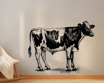 Rustic Farmhouse Charm Wall Decor. Cow Wall Decal Sticker. Kitchen Wall Art. Dining Room Wall Decor. Country Living. (Black Color) #6753
