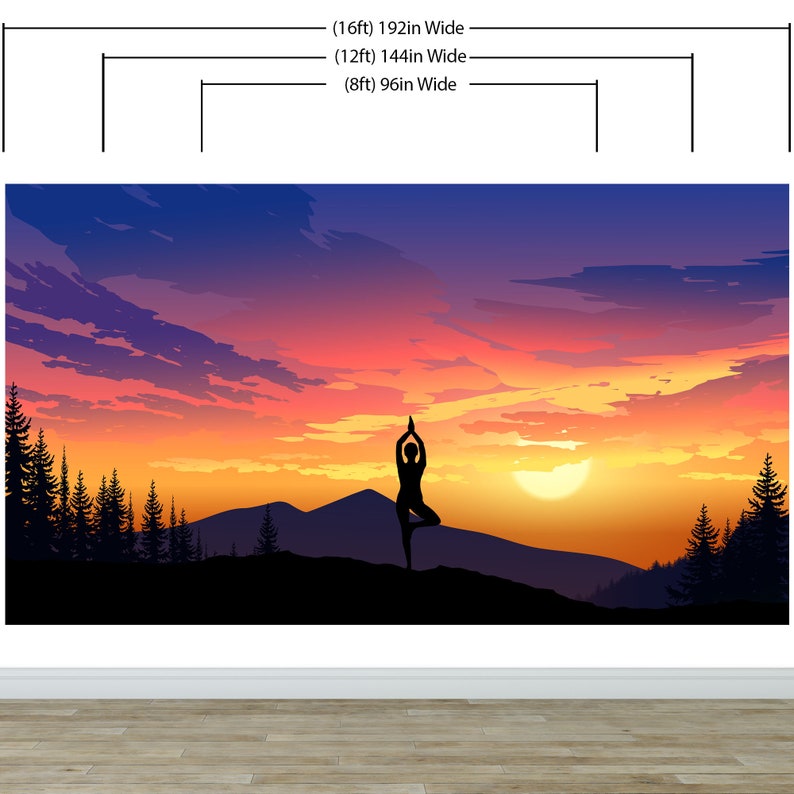 Yoga Wall Mural. Meditation Pose on Top of Mountain View. Calm Etsy