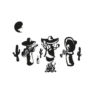 Mexican Mariachi Band Wall Decal Sticker. Cactus Wall Decor. Mexican Wall Art Decor. #GFoster103