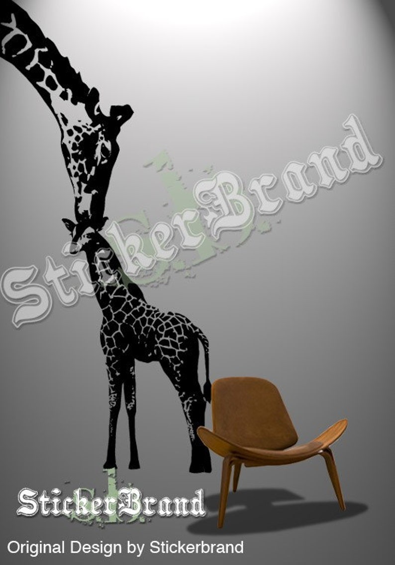 Vinyl Wall Decal Sticker Baby Giraffe W/ Mother 8ft Big Etsy