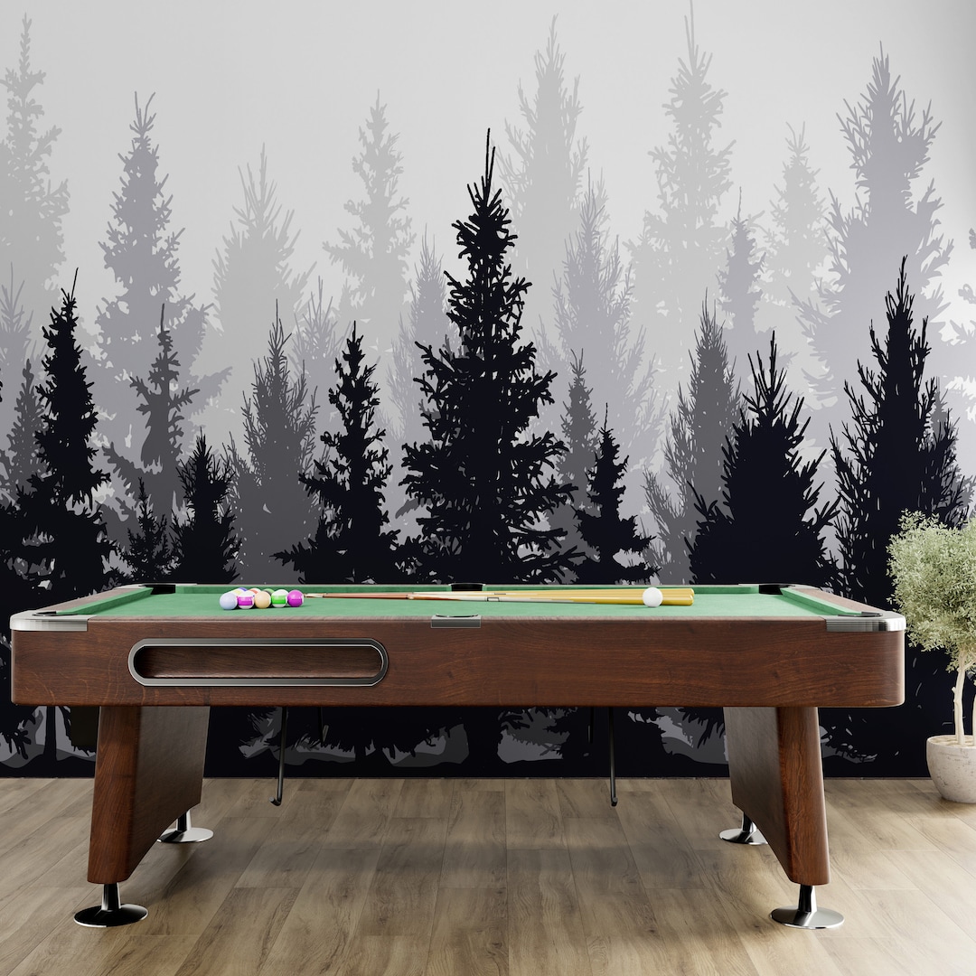 Black and White Forest Wallpaper. Peel and Stick Wall Mural Wallpaper ...