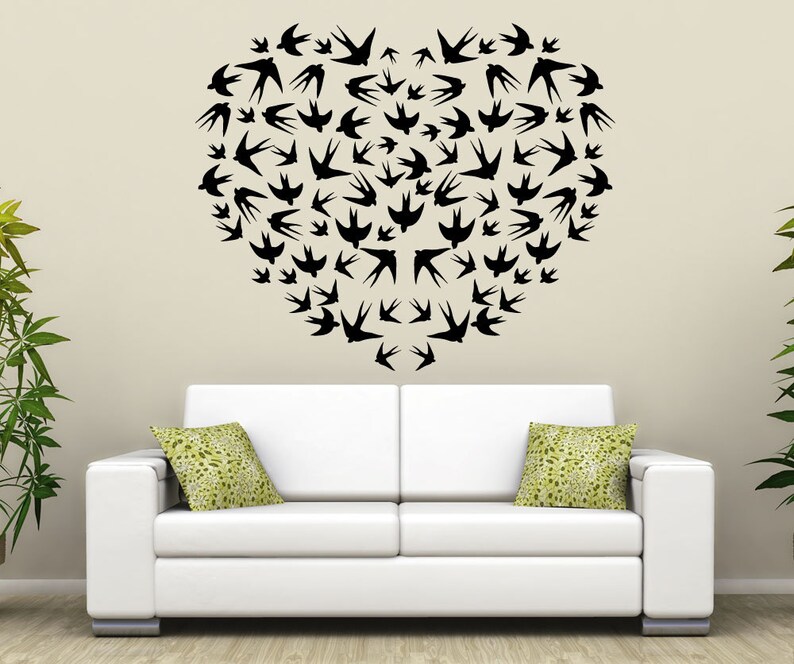 Vinyl Wall Art Decal Sticker Bird Heart 1518s - Etsy