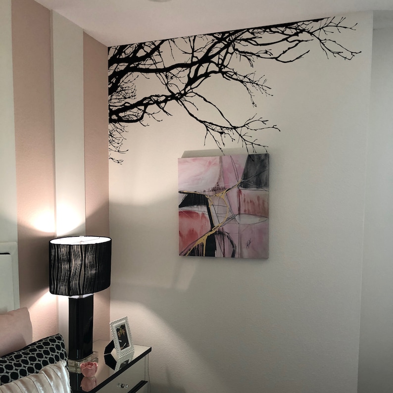 Autocollant mural en vinyle avec branches au sommet d'un arbre pour la décoration murale de votre chambre. Autocollant mural de branches darbre. Art mural de salle de bain. 444 image 2