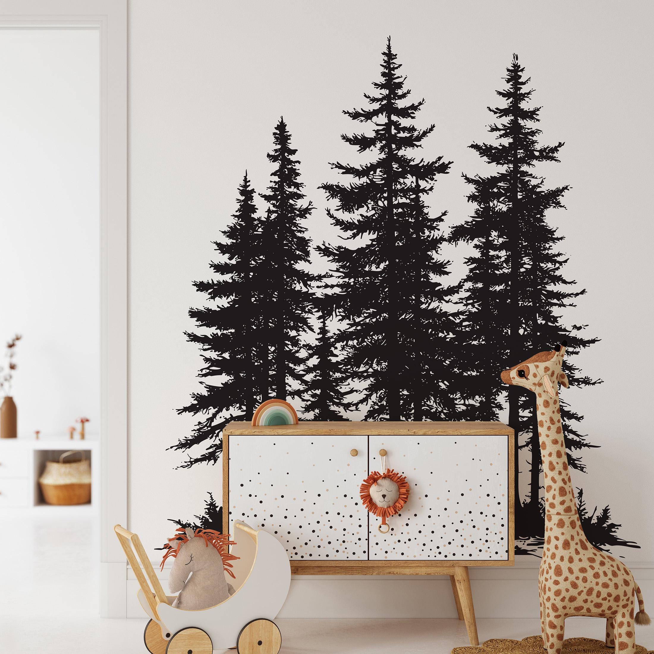 Forest Tree Wall Decal Sticker. Large Pine Tree Nature Vinyl Mural for ...